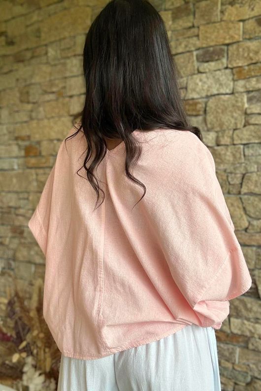 Rustic Nature Linen Blend Pocket Tee Washed Sugar